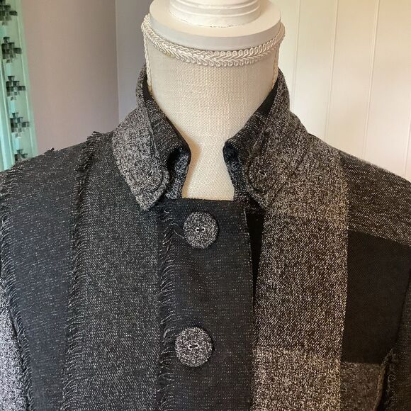 ColdWater Creek Black & Gray‎ Patchwork Jacket 🐱‍👤🤍🖤 - Picture 2 of 8